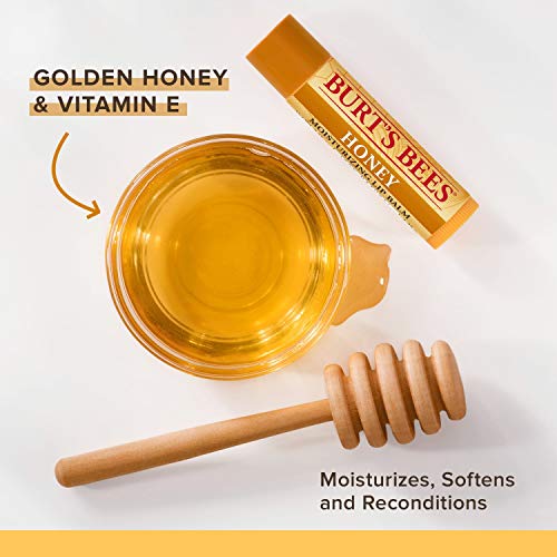 Burt's Bees Lip Balm - Honey, Lip Moisturizer With Responsibly Sourced Beeswax, Tint-Free, Natural Origin Conditioning Lip Treatment, 4 Tubes, 0.15 oz.